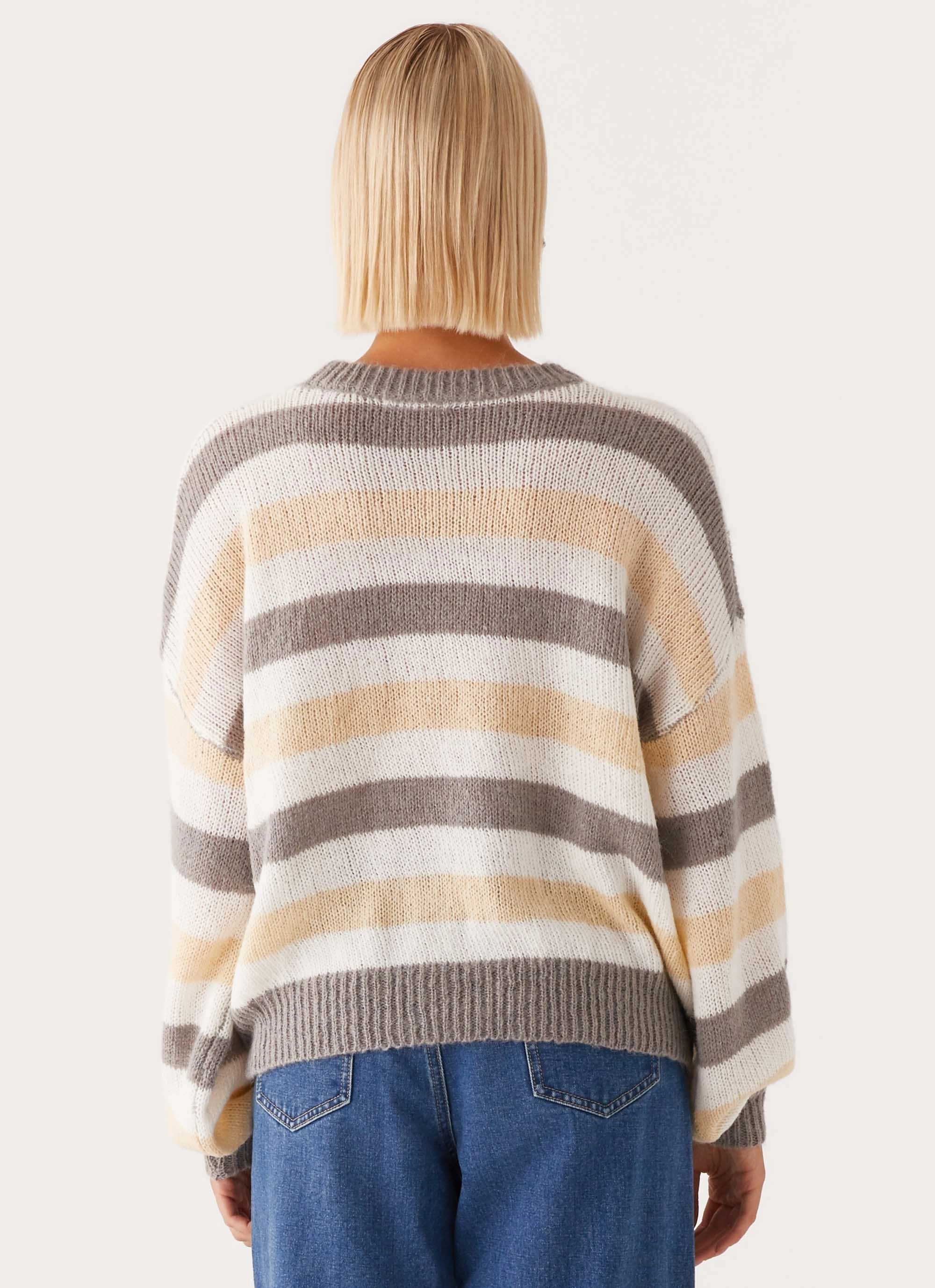 Main Character Oversized Knit Sweater - Stripe ModularLayering