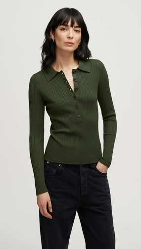 Easy to store Stylish Ribbed Collar Sweater in Viscose Polyester | Mushroom