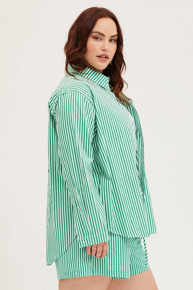 Stripe Long Sleeve Shirts Weekend Outfit Light Wear