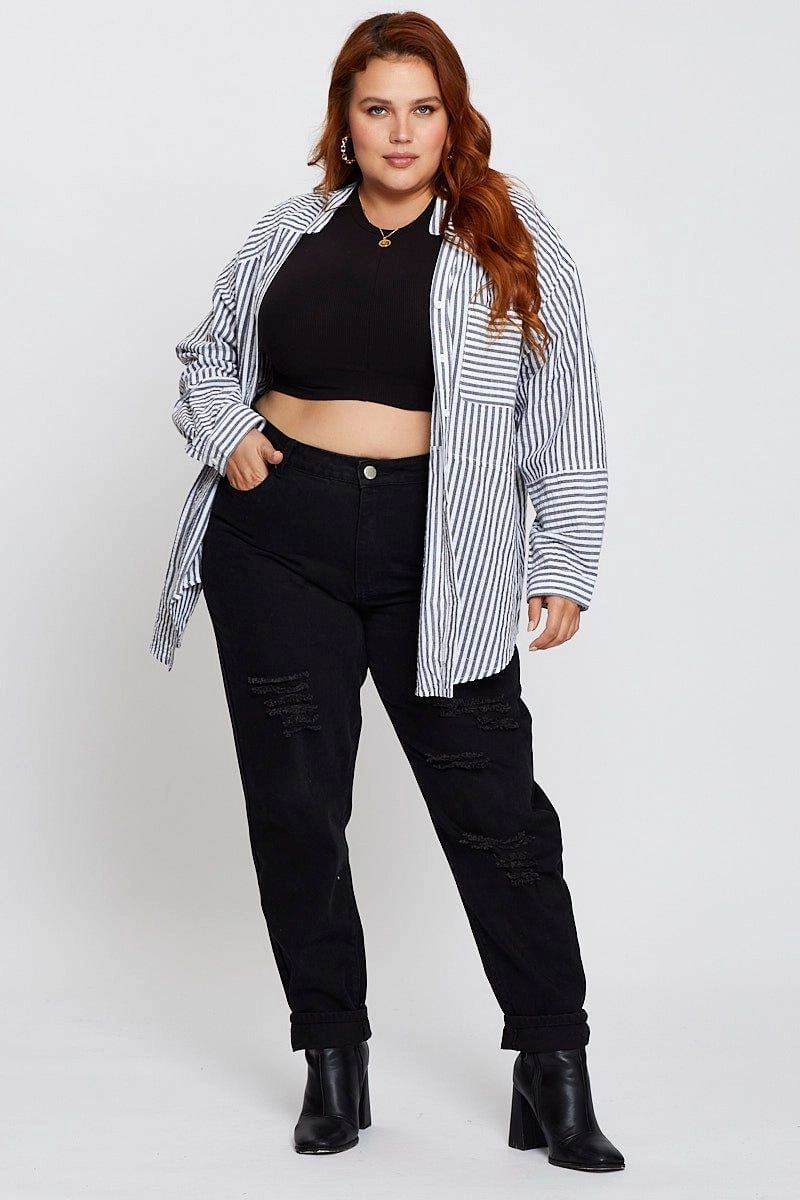 Stripe Oversized Shirt Long Sleeve Active Fit Spring Collection