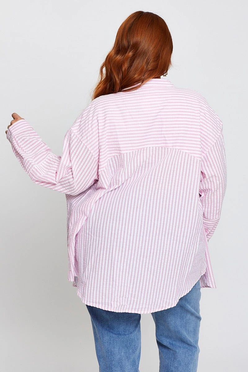Stripe Oversized Shirt Smart Layering Loose Comfort