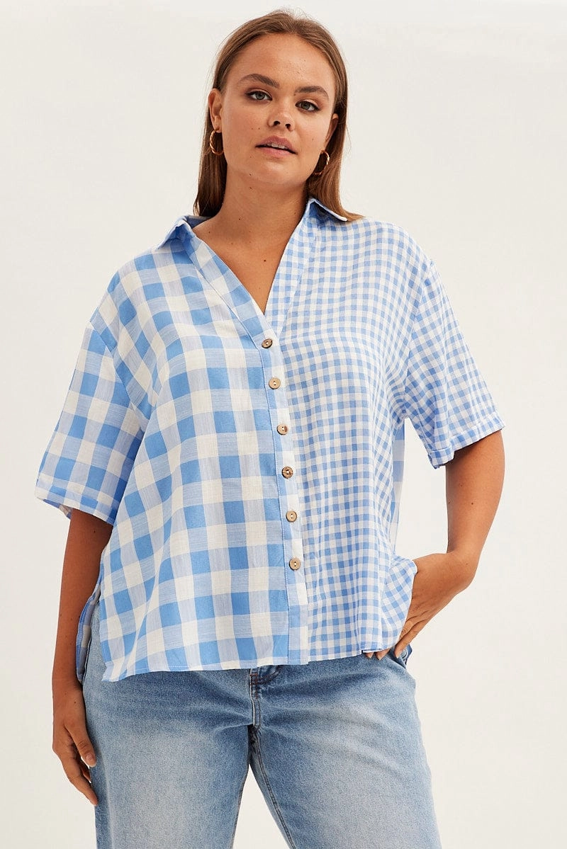 Anti Pilling Treatment checkered pattern Stripe Relaxed Shirt Short Sleeve