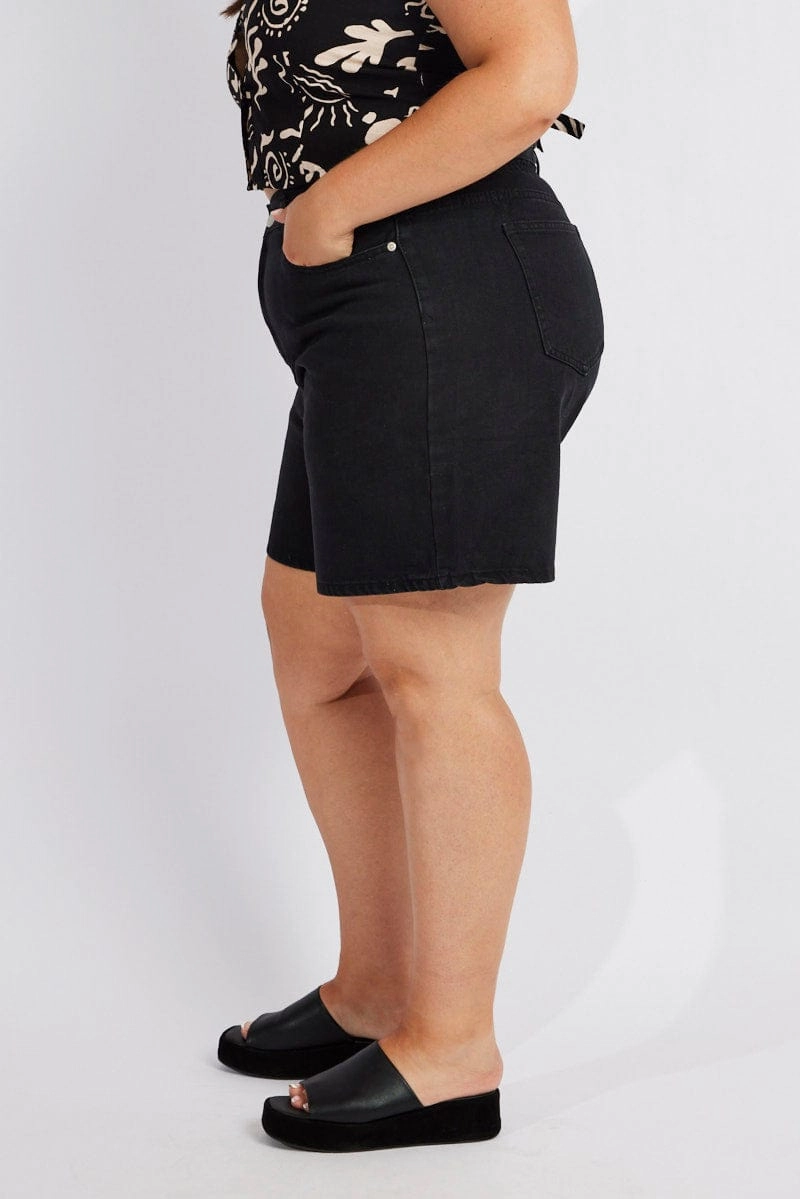 beach volleyball gear Black Relaxed Shorts High Rise Side Elastic
