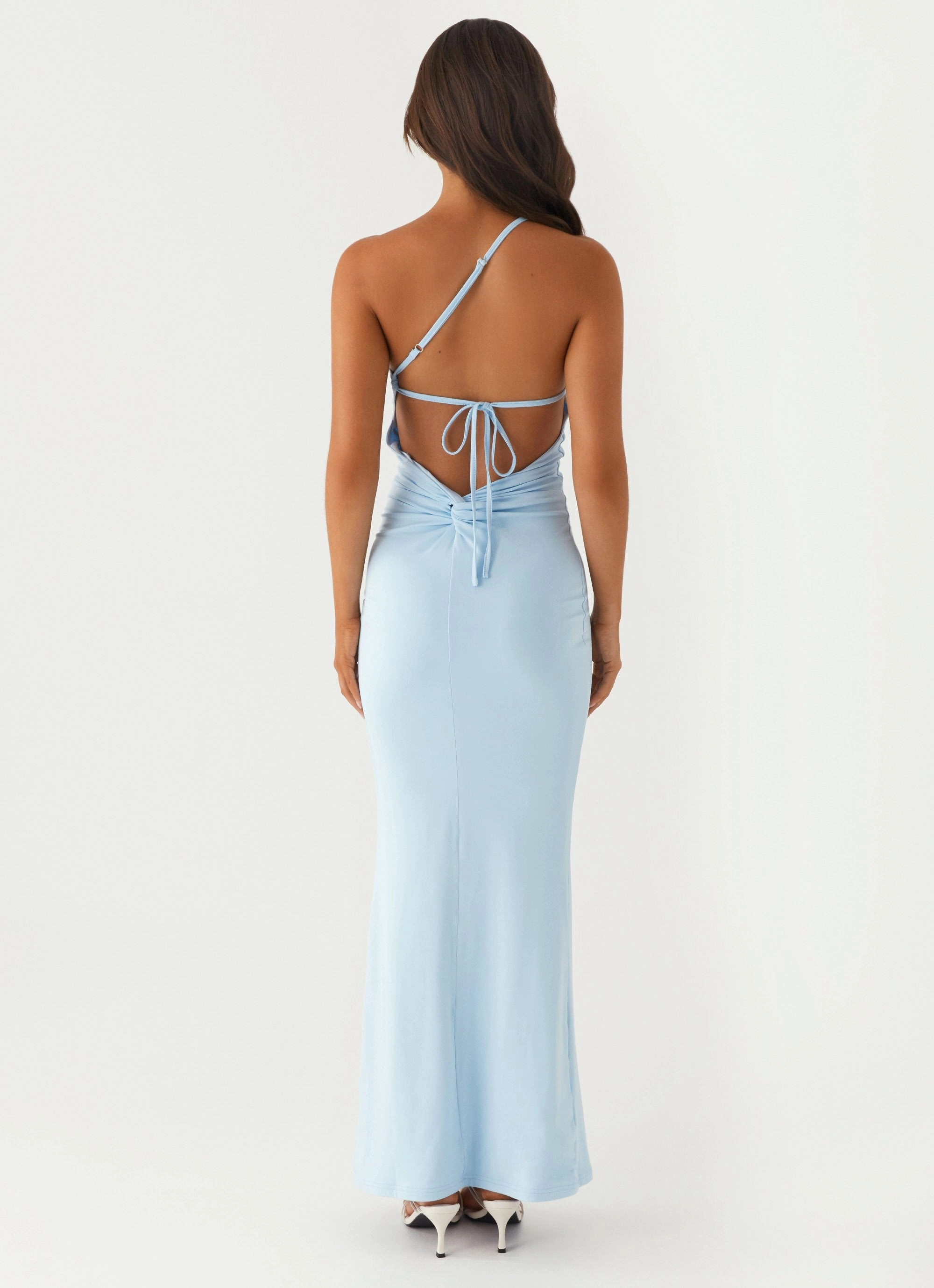 Easy to Wear Versatile Layer Claudia One Shoulder Maxi Dress - Blue