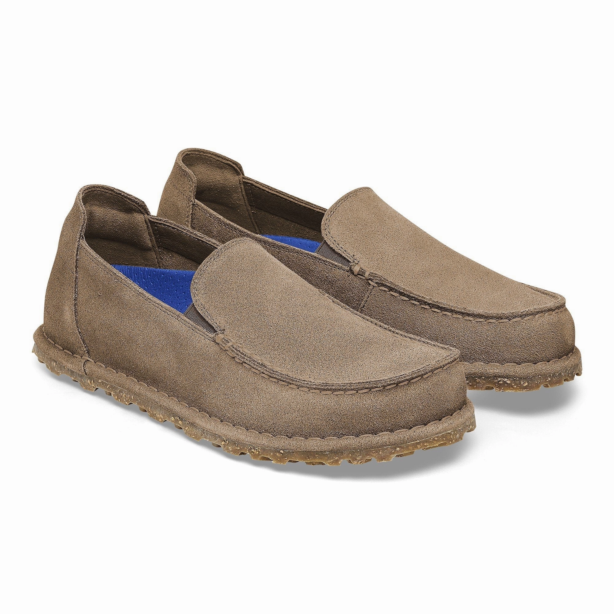 Quick Lace Mechanism Birkestock Men's Utti Slip On Shoe - Suede Leather Gray Taupe
