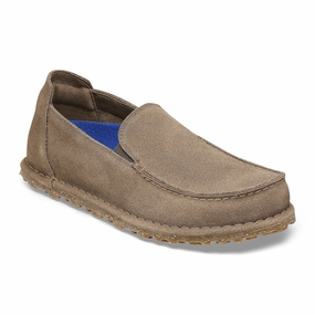 Birkestock Men's Utti Slip On Shoe - Suede Leather Gray Taupe Air Flow