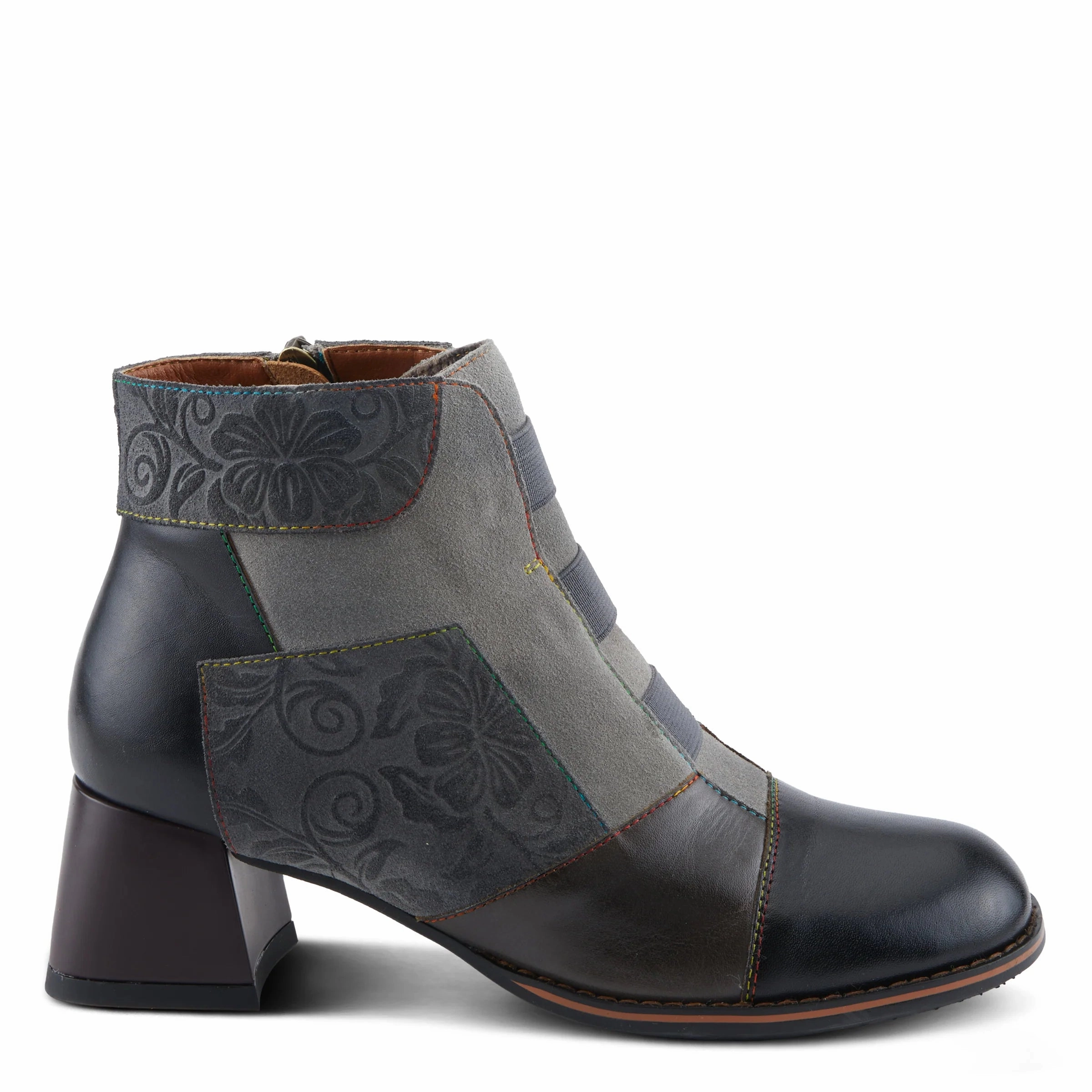 Smooth Feel Fashion Ease L'Artiste by Spring Step Women's Copine Chunky Heel Bootie - Black Multi