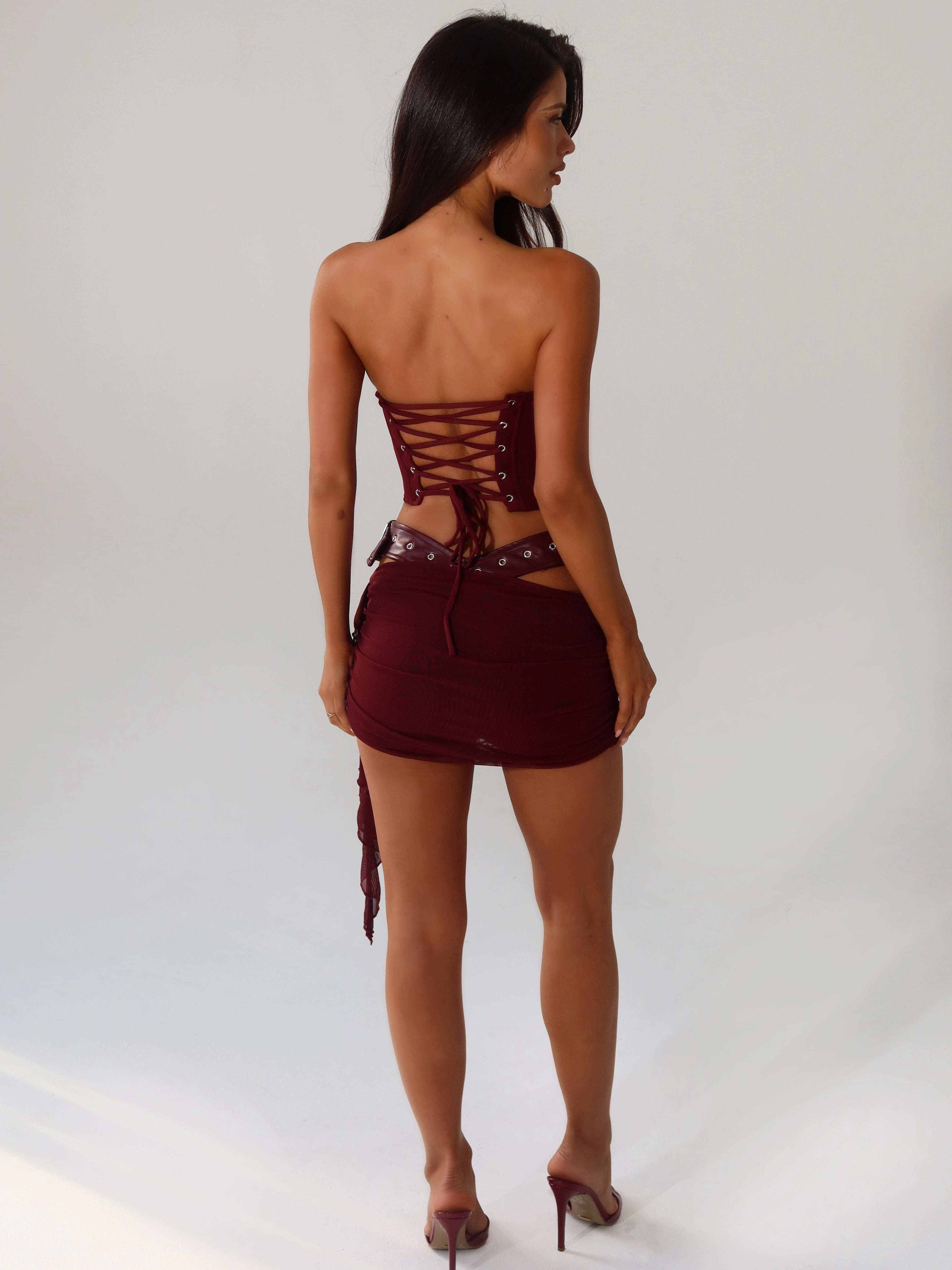 DESIREE MINI DRESS BURGUNDY Minimal Curve