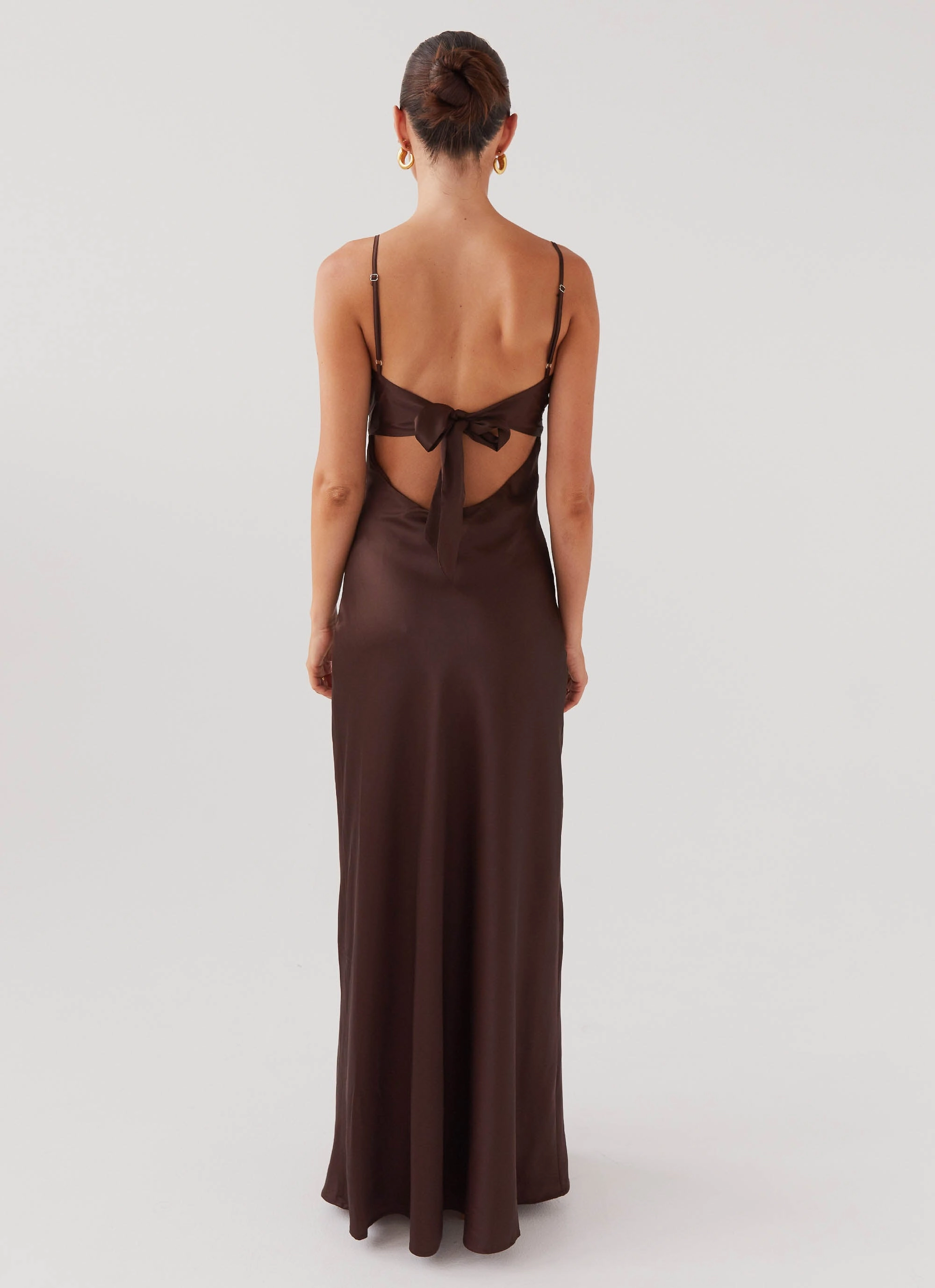 Flora Satin Maxi Dress - Chocolate Coastal Chic