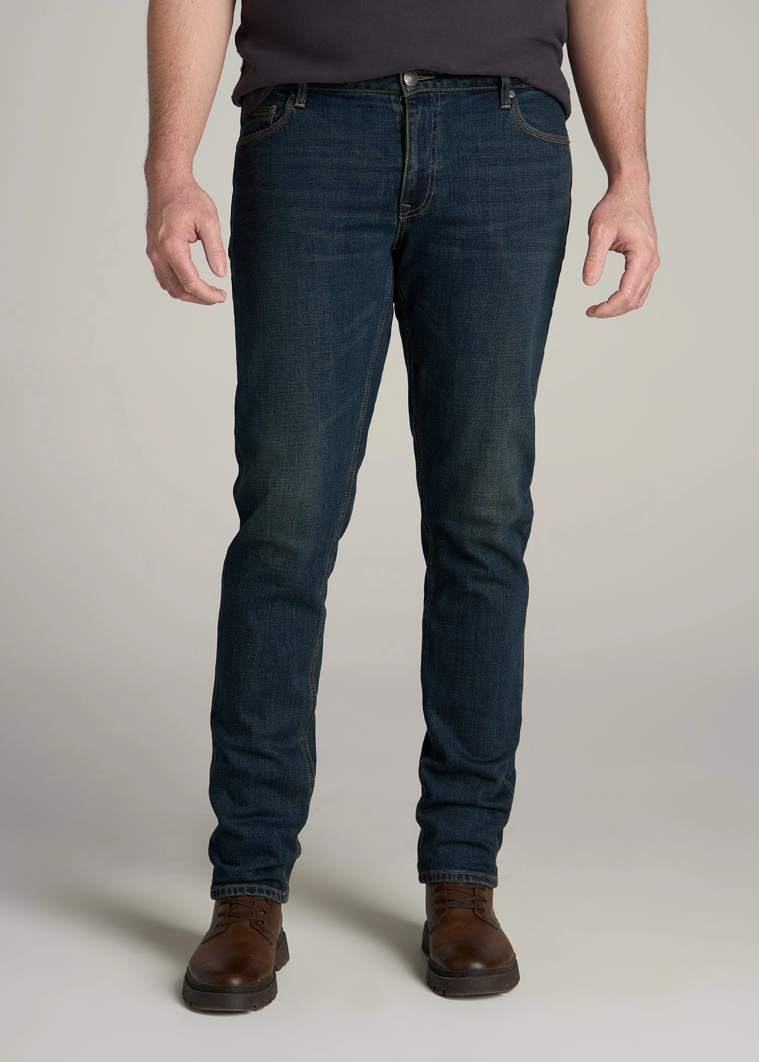 LJ&S TAPERED Jeans for Tall Men in Mechanic Blue Shrink Resistant Denim