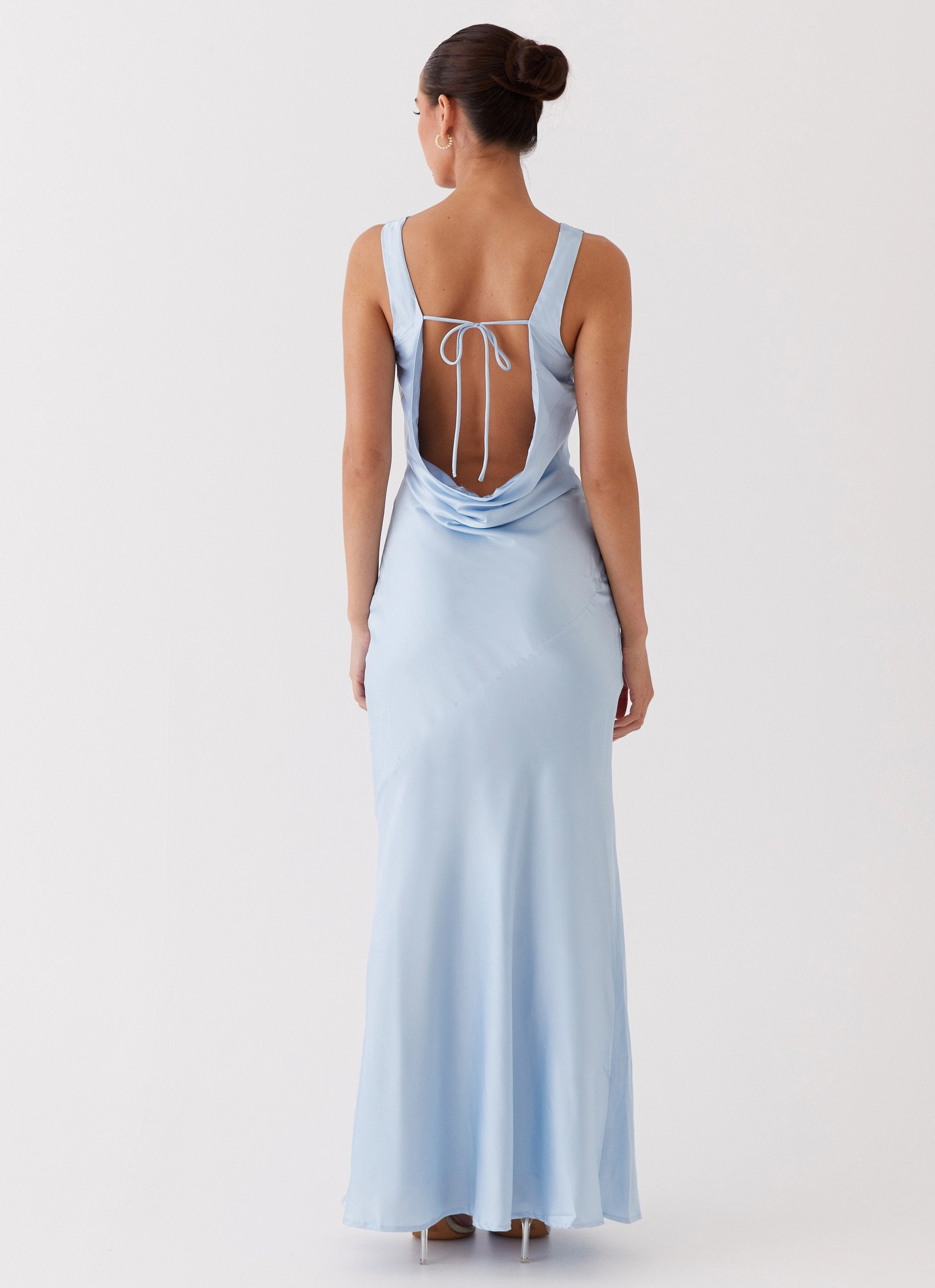 Be Mine Satin Maxi Dress - Blue Work Vibe
