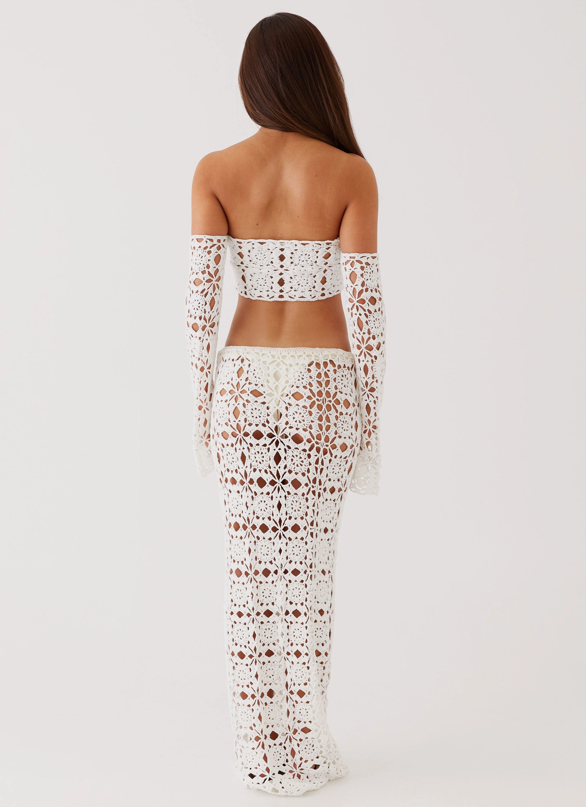 Sorrentino Crochet Long Sleeve Top - White sunglasses