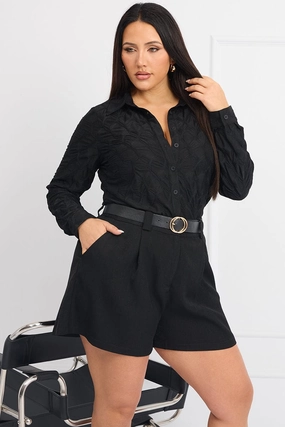 Black Longer Length Tailored Shorts Flexible Fabric