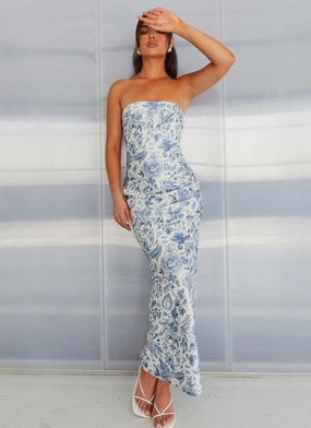 Summer Lover Maxi Dress - Blue Paisley Calm Energy Timeless Waist Fit