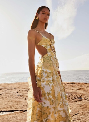 Sunset Kisses Ruffle Maxi Dress - Daffodil Versatile Look