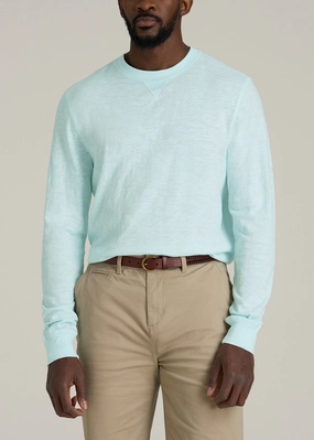 neon colors Sustainable Fabric Sunwashed Slub Crewneck for Tall Men in Saltwater