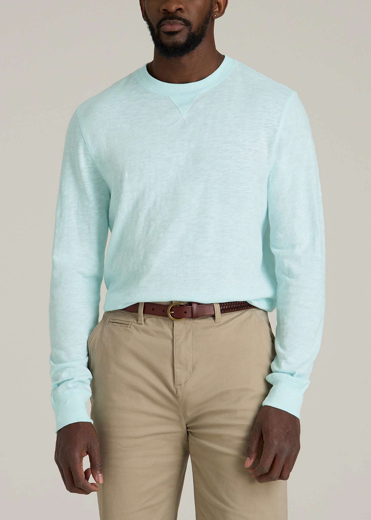 Everyday Essential Sunwashed Slub Crewneck for Tall Men in Saltwater