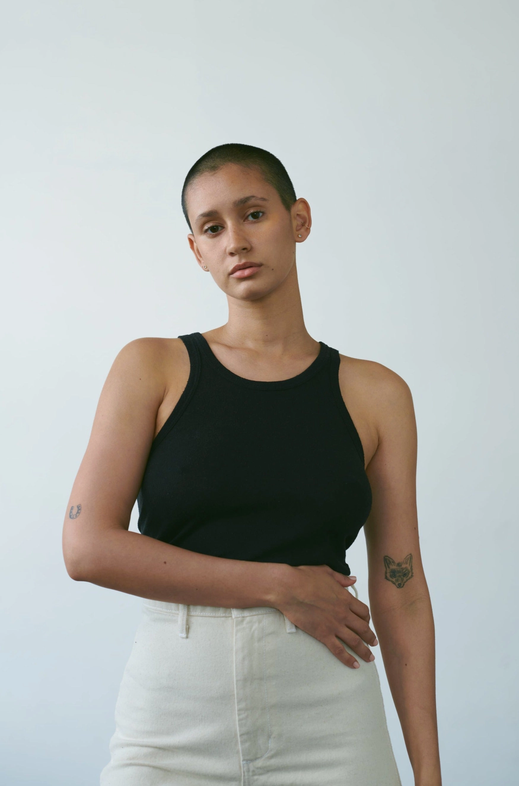 Boy Tank, Regen Silk Noil Jersey, Black Travel Light Basic Top