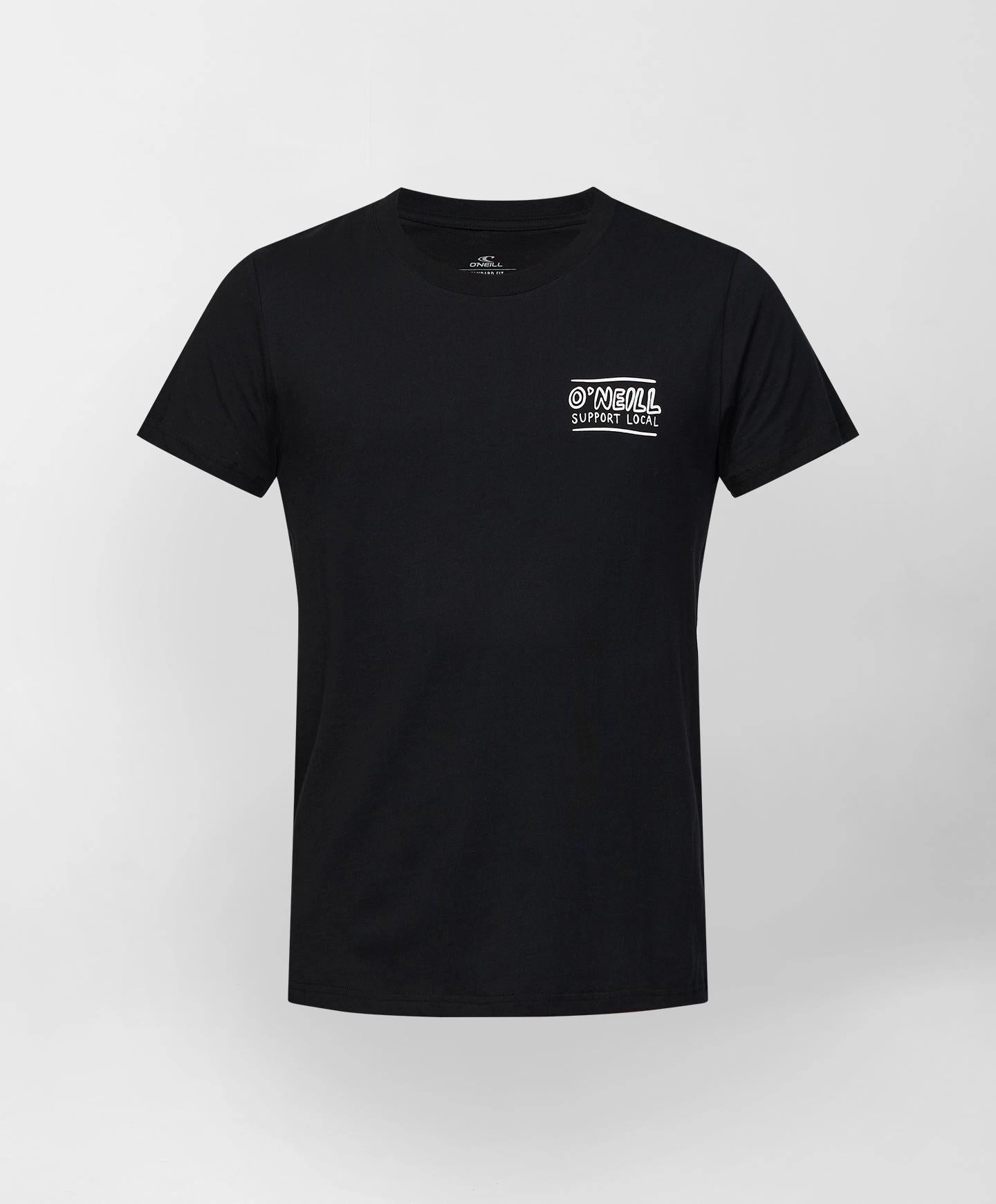 Support Local SS T-Shirt - Black Garment Washed Texture Timeless Comfort Wear