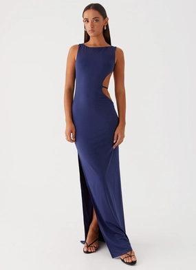 Sutton Maxi Dress - Navy Breathable wear
