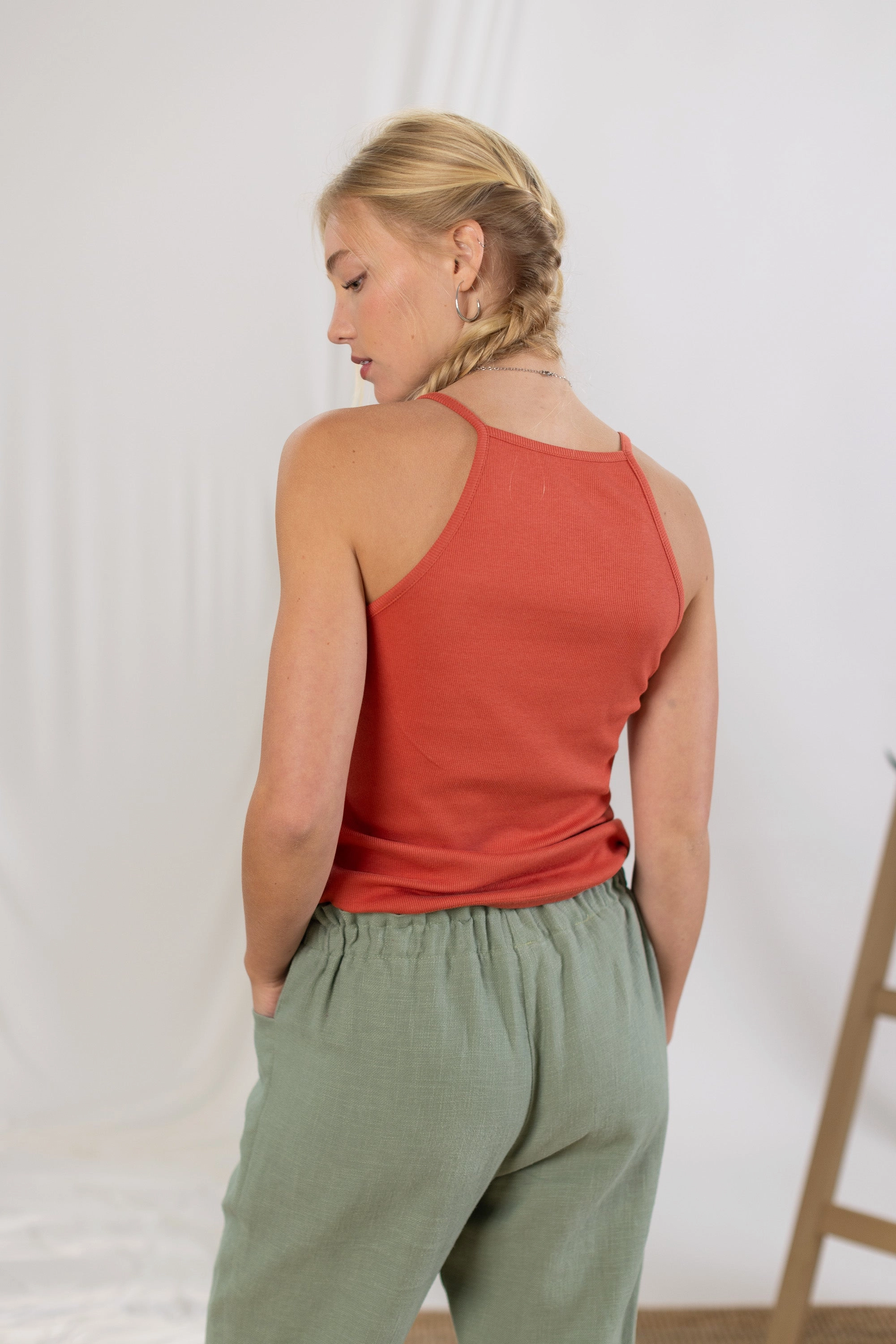 Flatlock Seam Top Chica Sunset Orange