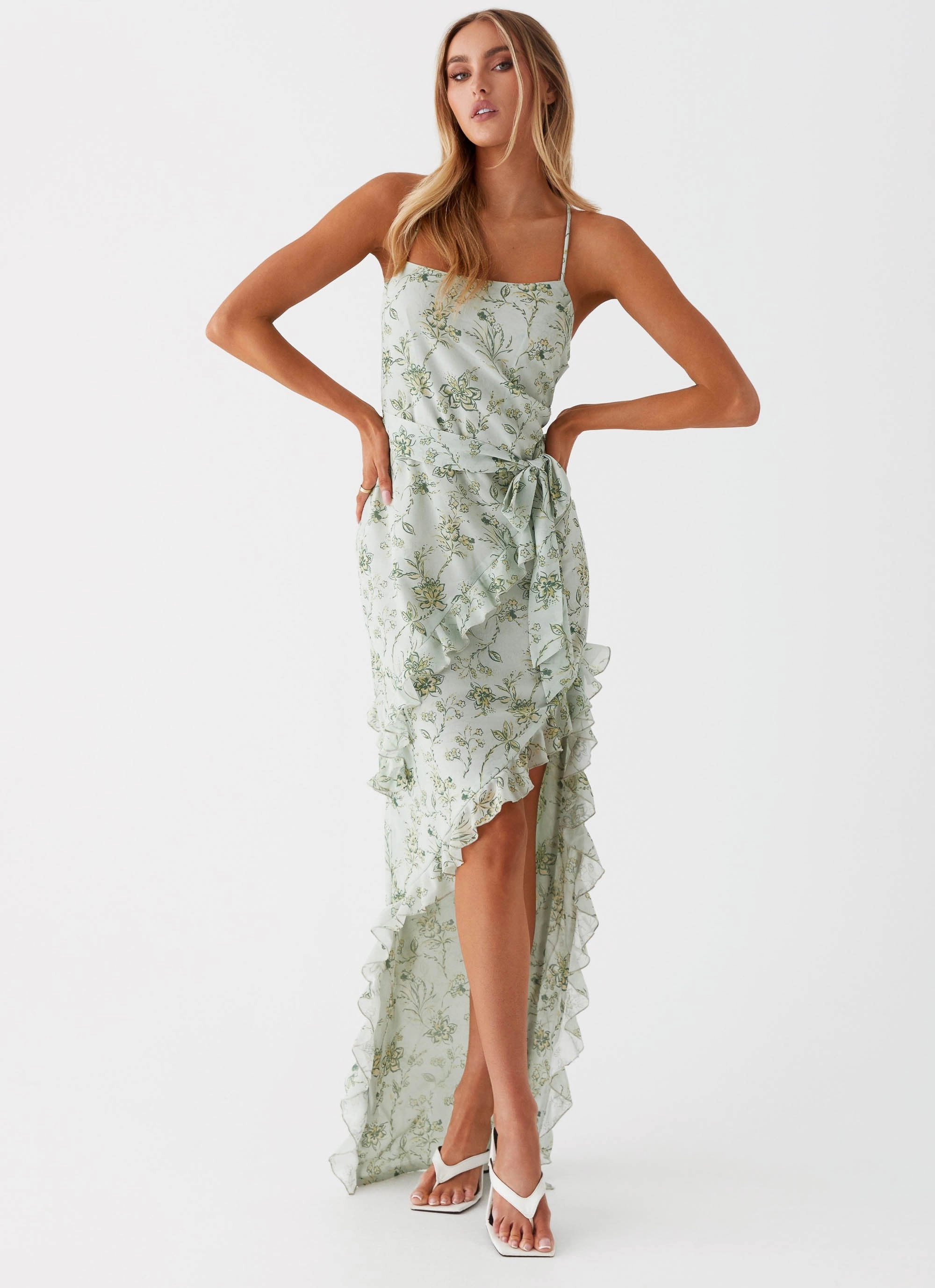 Sweet Serenity Maxi Dress - Sage Floral Versatile Layers Fall Outfit