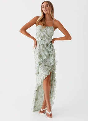 Sweet Serenity Maxi Dress - Sage Floral Versatile Layers Fall Outfit