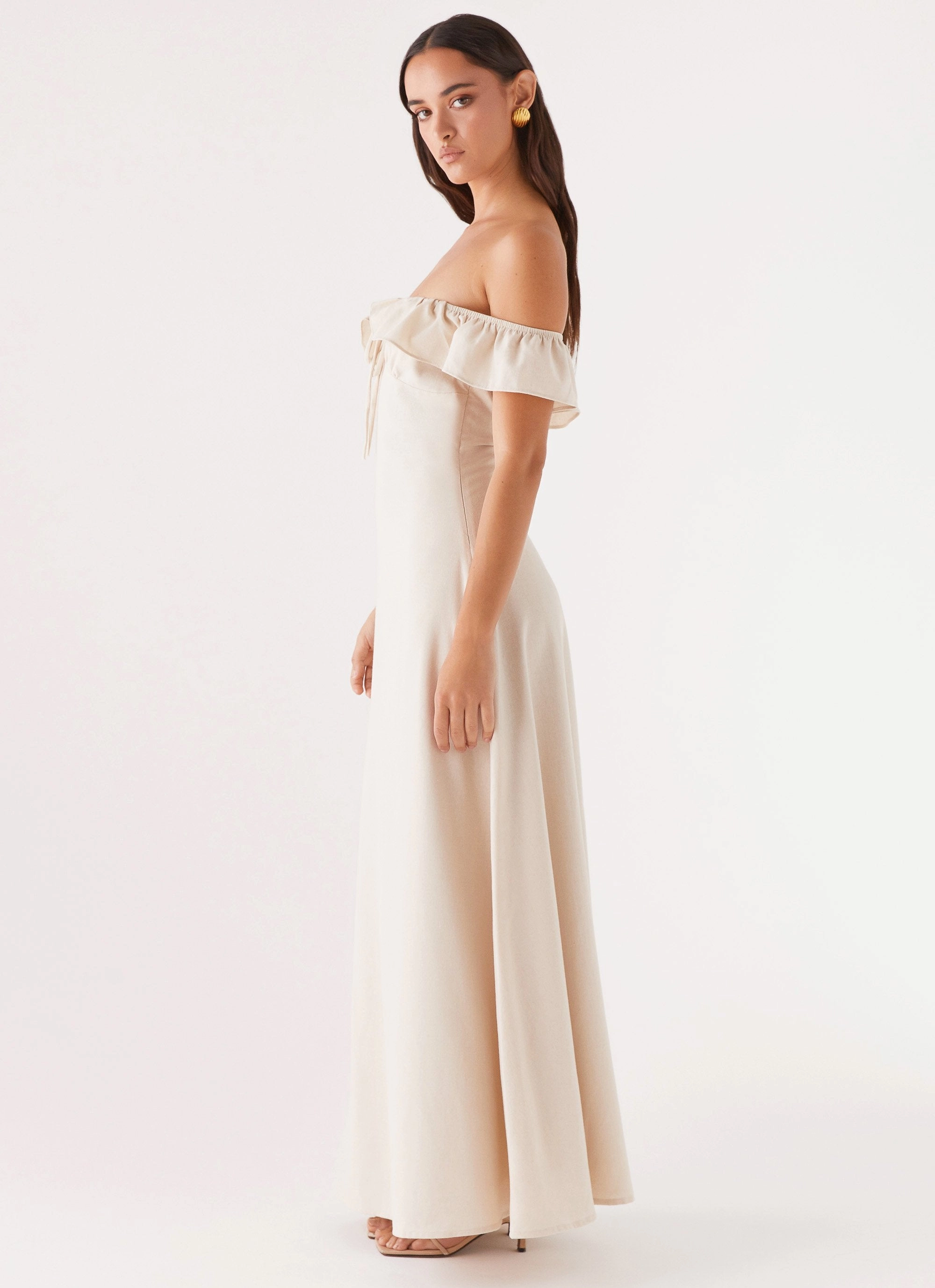 Amarosa Linen Maxi Dress - Natural Classic A-line design