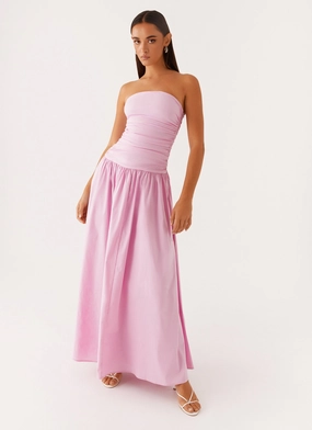 Carmel Maxi Dress - Pink Saturated Hue Fitted Mood