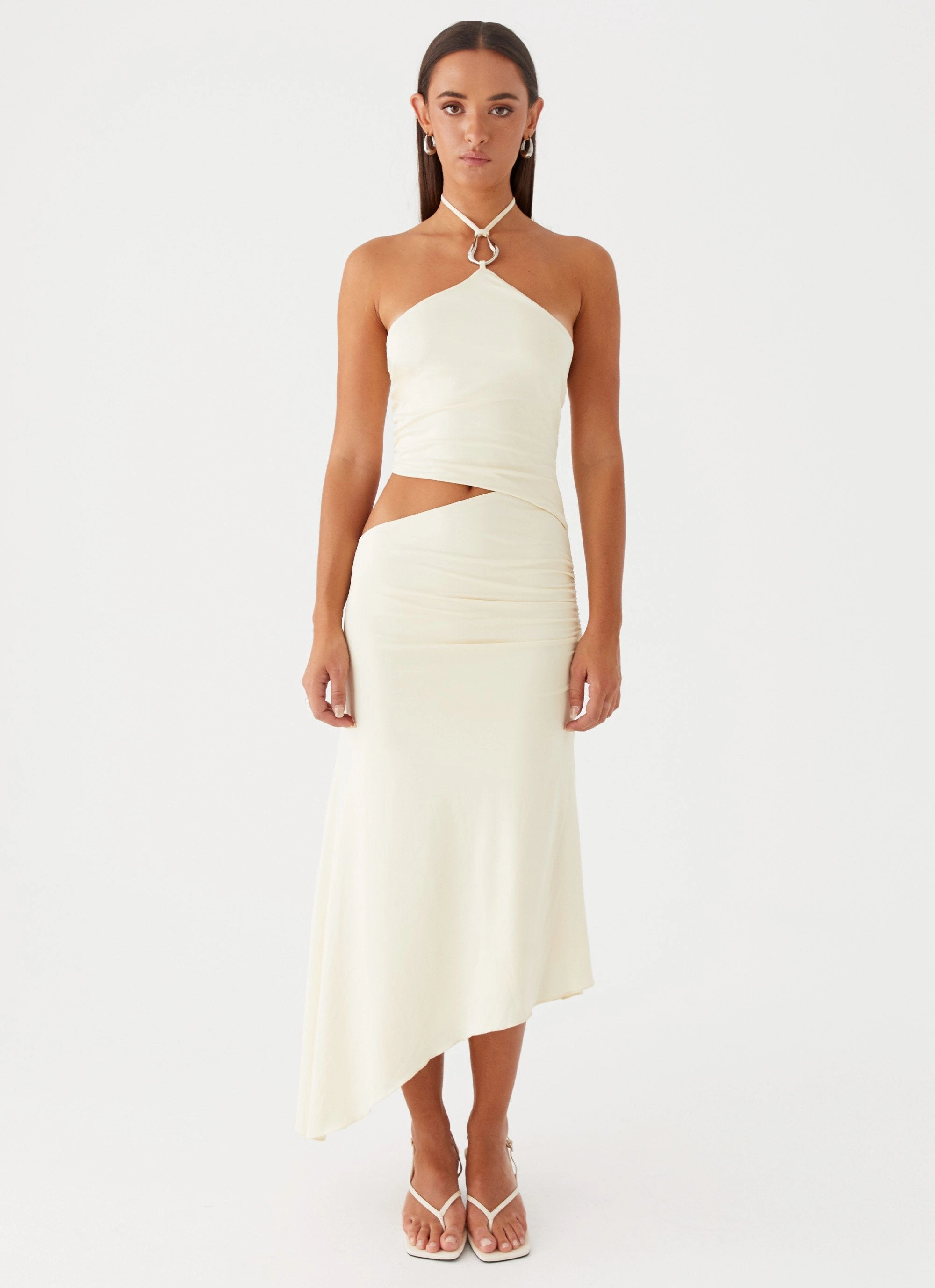 Playful-Detail Satin Soft Tasha Maxi Dress - Lemon