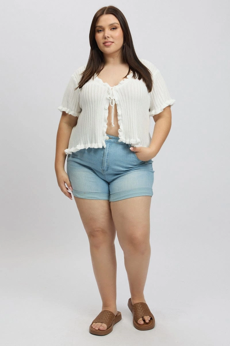Modern Layers White Tie Up Cardigan Short Sleeve
