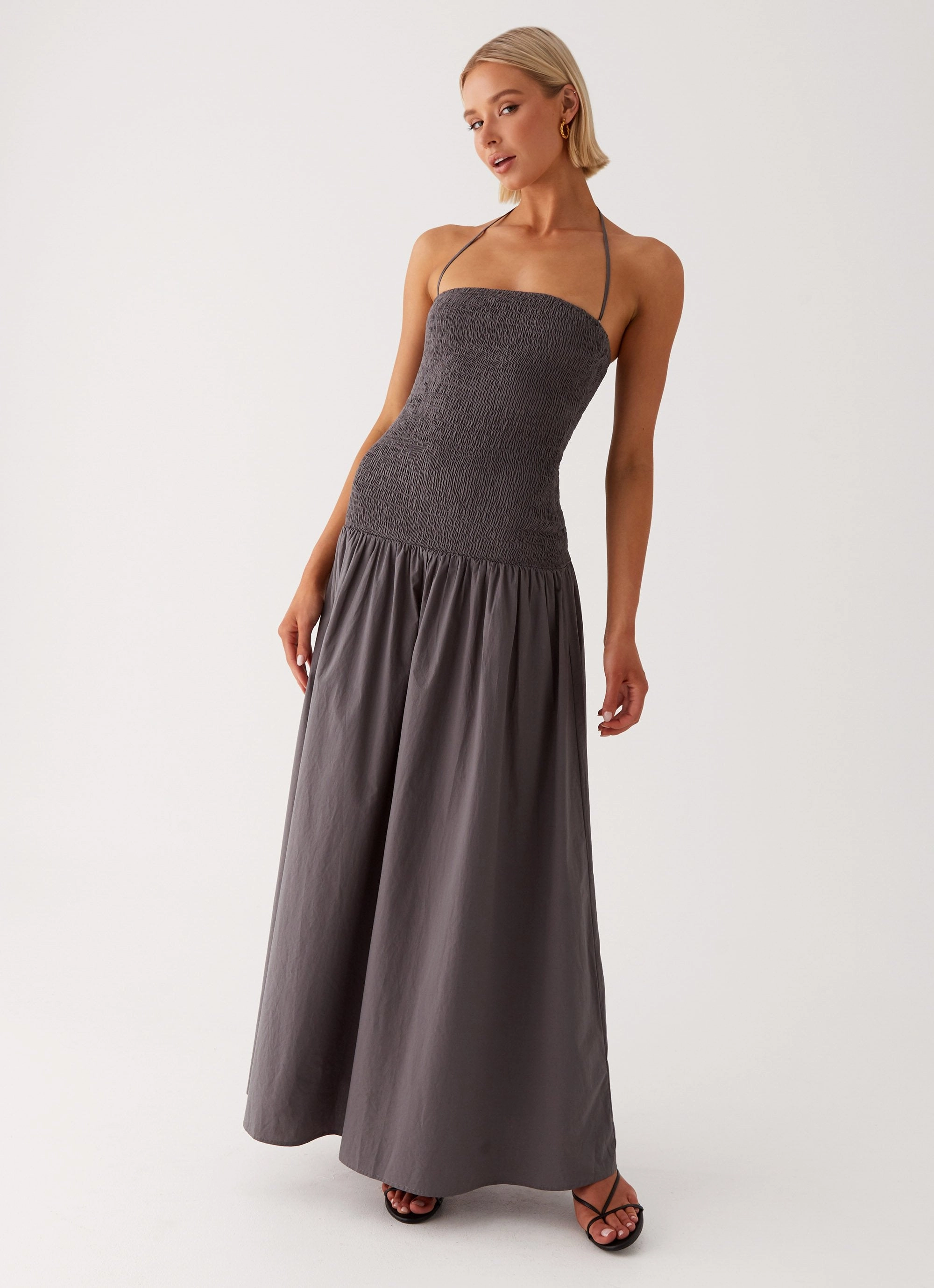 Zahra Maxi Dress - Charcoal Cozy Balance Solid-color