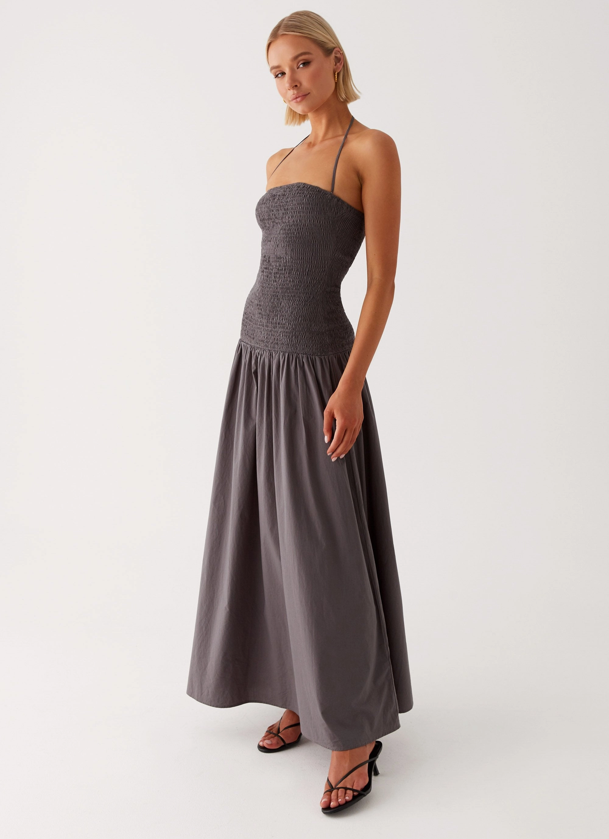 Zahra Maxi Dress - Charcoal Tailored Comfort