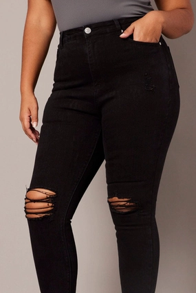 Fashion Fit Design Black Skinny Jeans High Rise