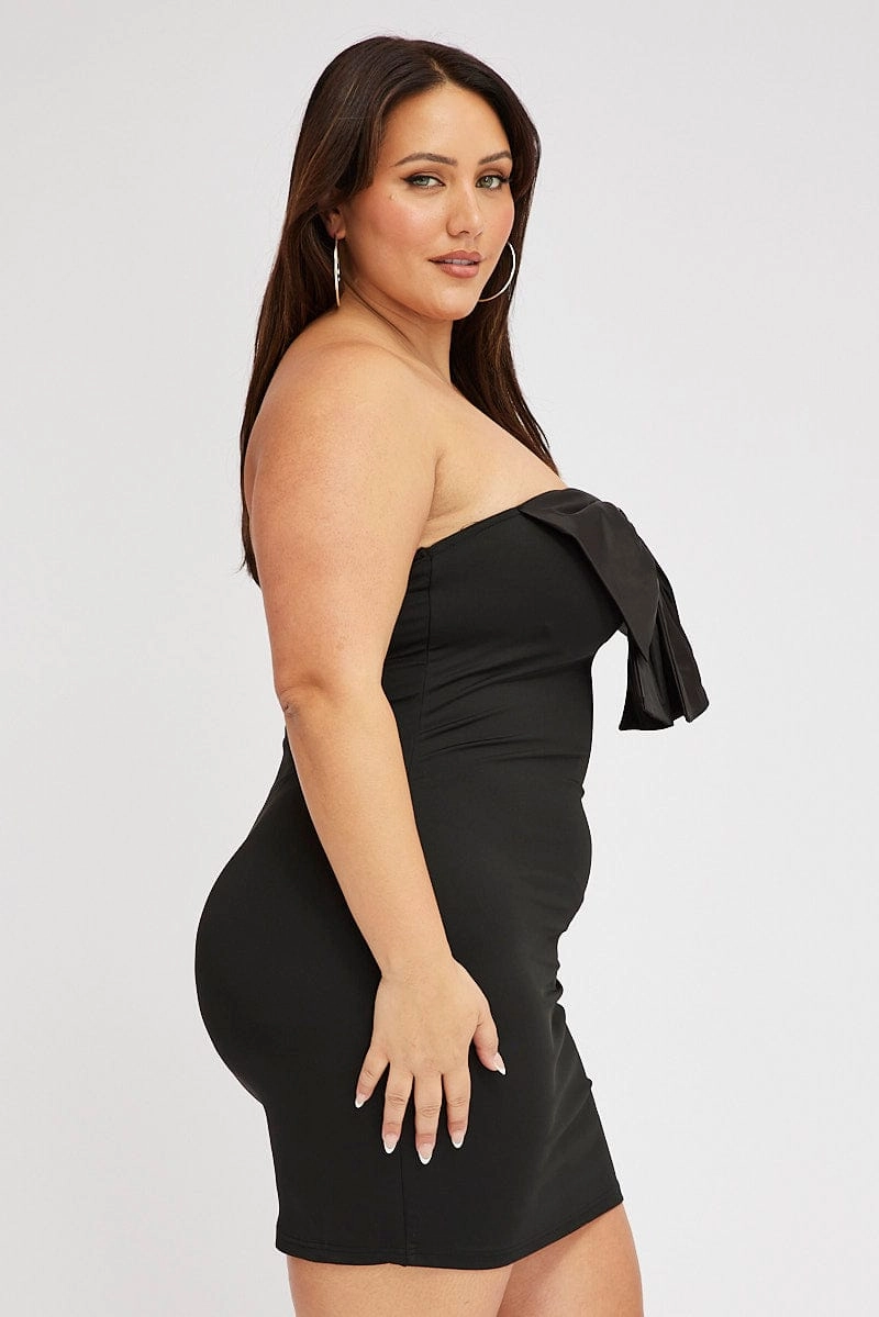 Black Strapless Bow Minidress With Gloves All Inclusive Seasonal Wear