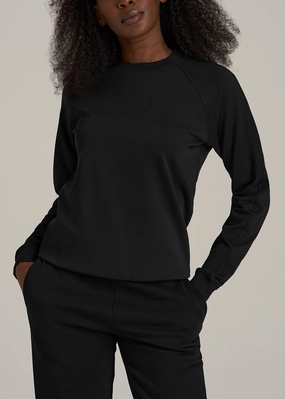Premium Quality French Terry Crewneck Sweatshirt for Tall Women in Black