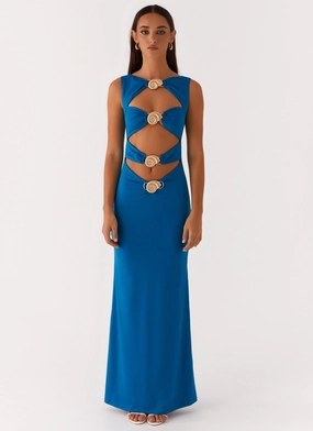 Lagoon Cut Out Maxi Dress - Royal Blue Subtle Mood tailored look