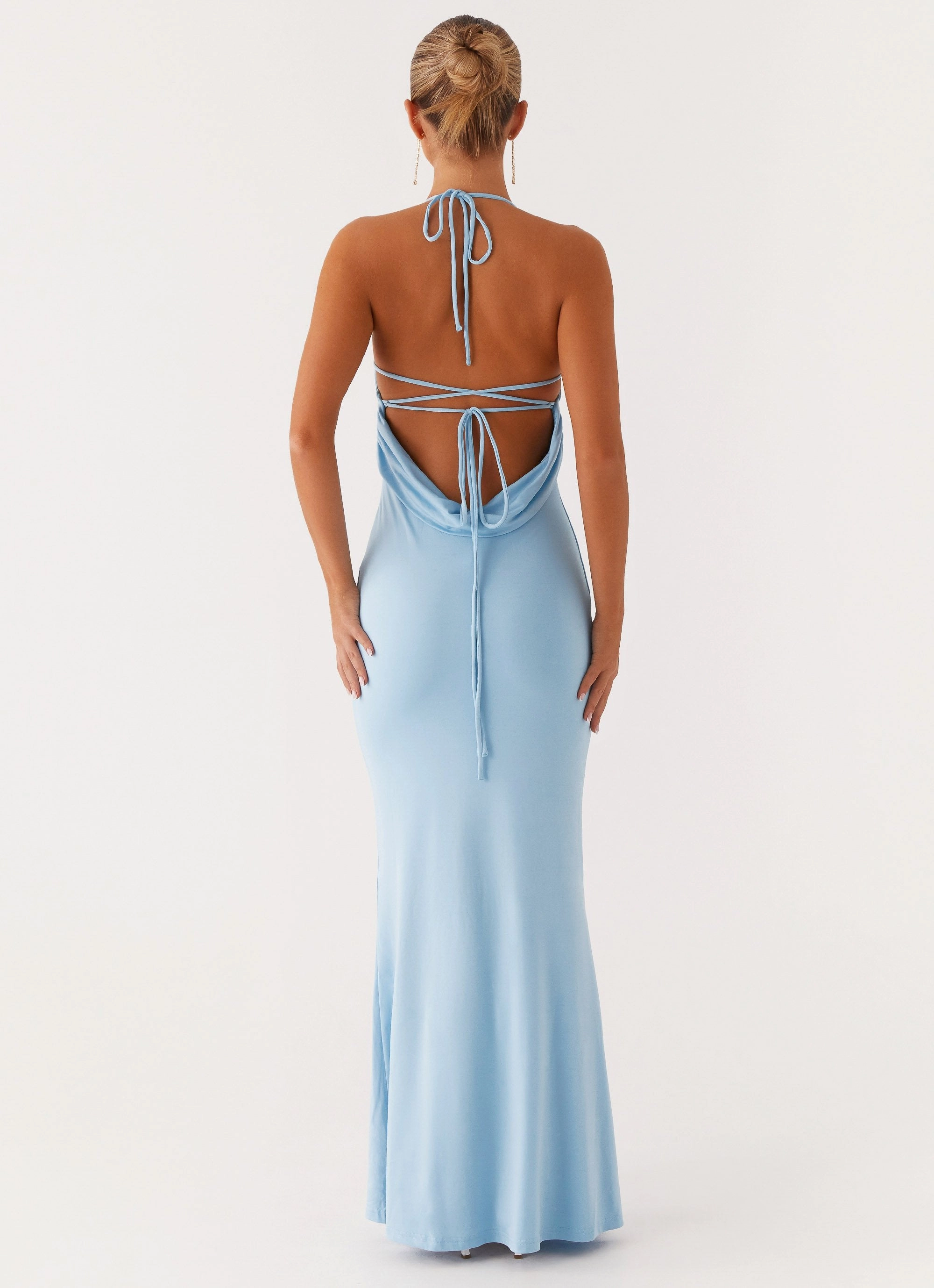 Lace-Edge High Waist Talk About Us Maxi Dress - Blue