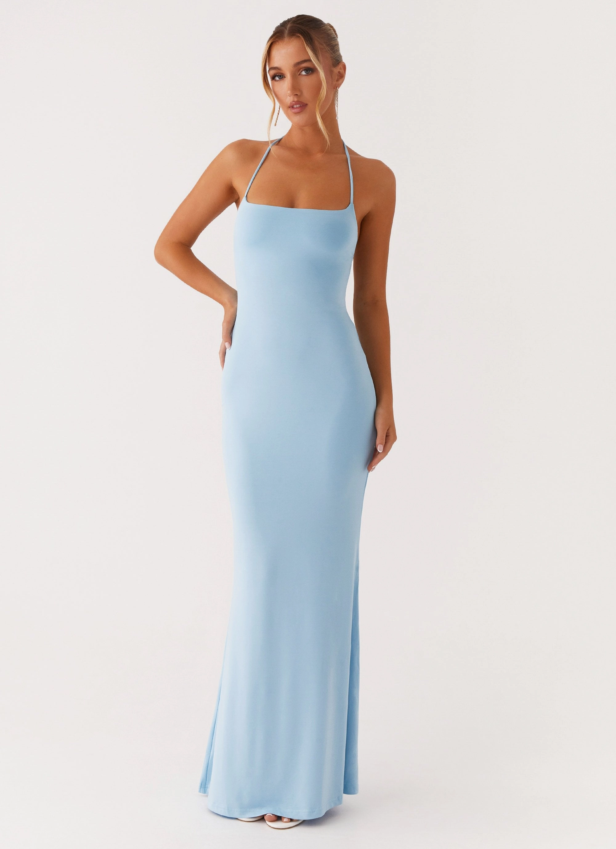 Talk About Us Maxi Dress - Blue Trendy Tailoring Soft Lines