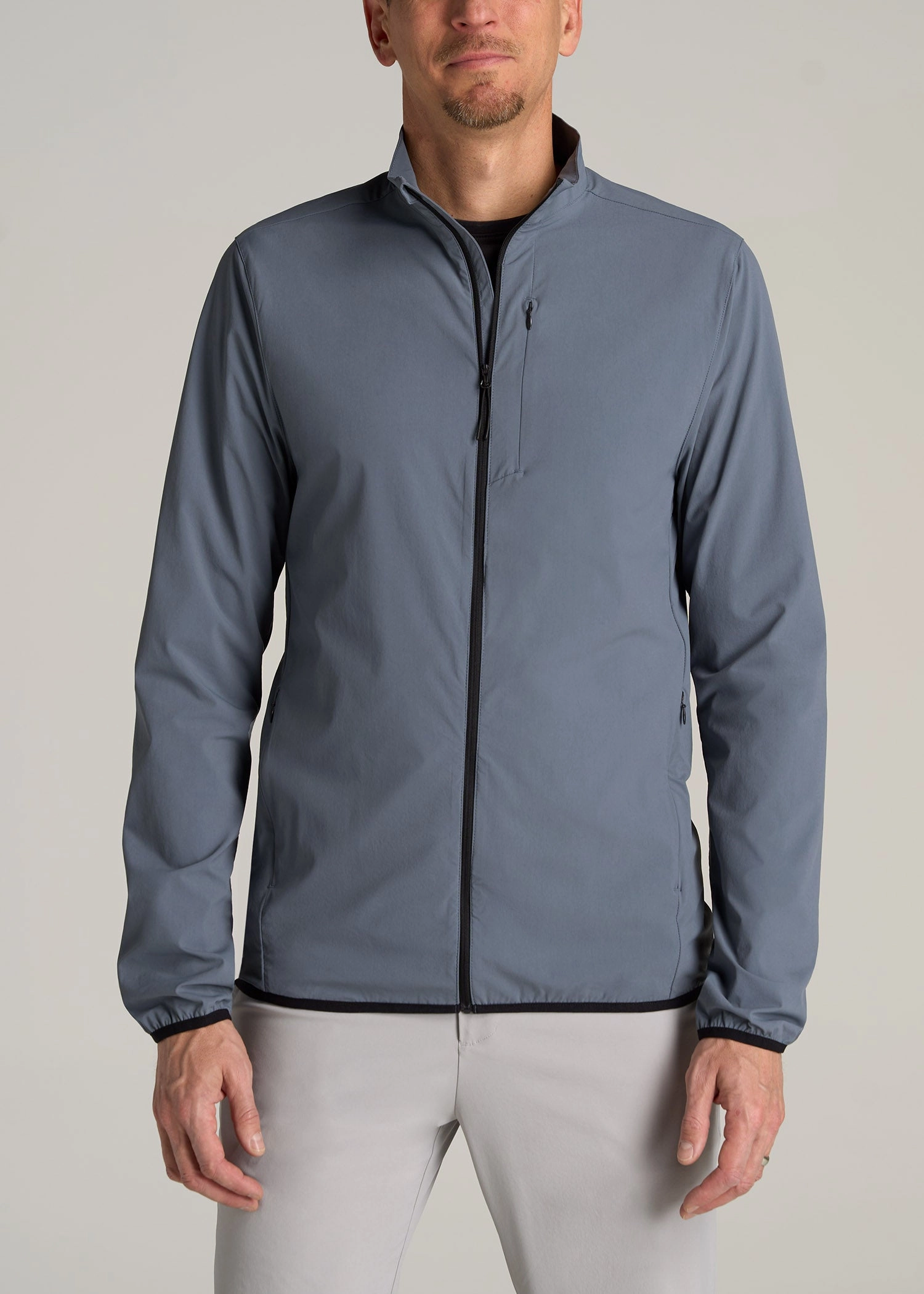 ModularLayering Tall Men's Softshell Jacket for Outdoor Training in Smoky Blue