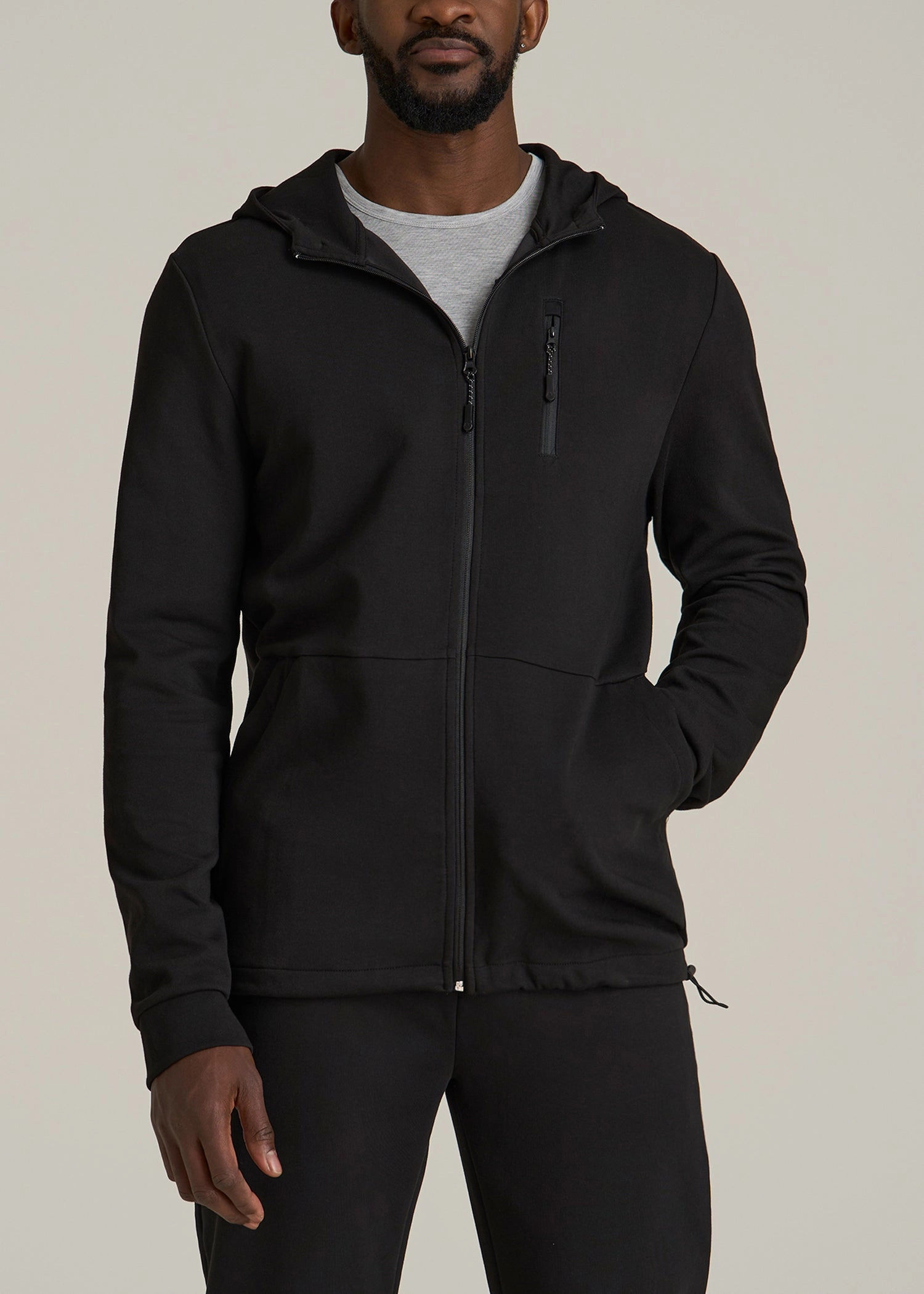 product budget friendly Tall Men's Tech-Knit Long Track Jacket in Black