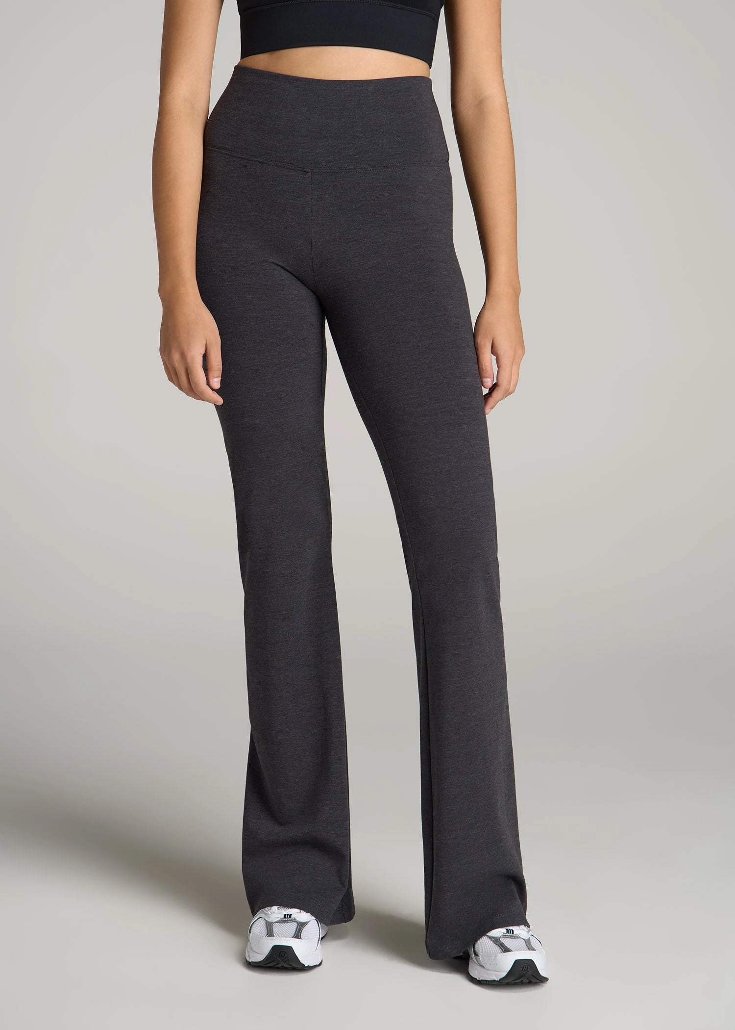 Durable Overlock Stitching Stylish Comfort Tall Women's Cotton Flare Legging in Shadow Grey Mix
