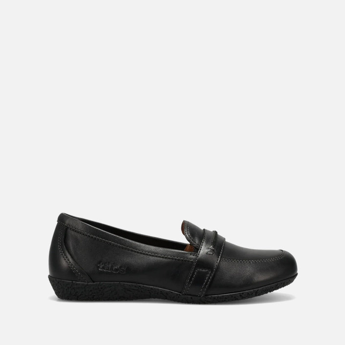 Taos Women's Gabby Slip On Leather Loafer - Black Stable Move