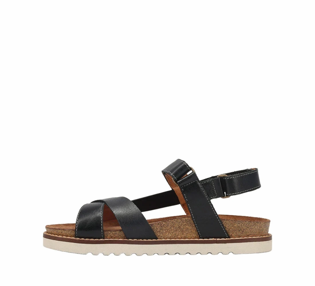 Taos Women's Sideways Sandal - Black Holiday Mood Supportive frame