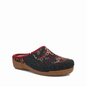 Taos Women's Woolflower Slip-on - Charcoal Narrow heel