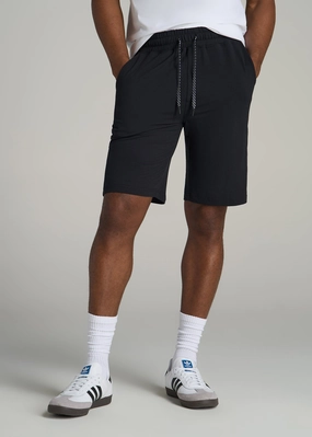 Weekender Stretch Lounge Shorts for Tall Men in Black Sport Motion Comfy Fit