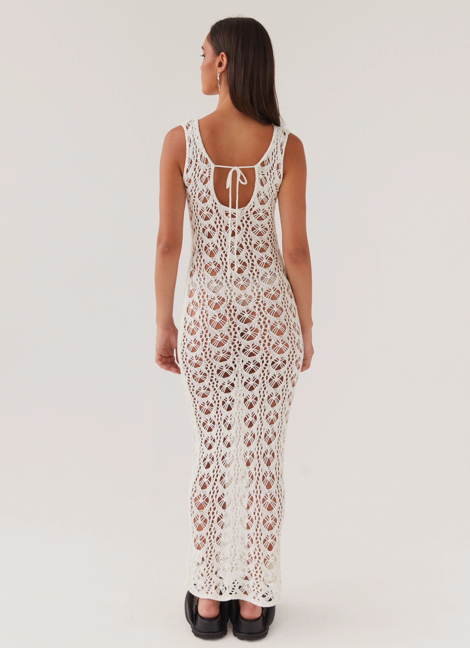 Summer Mood Flow Ready Tarlisa Crochet Maxi Dress - Cream