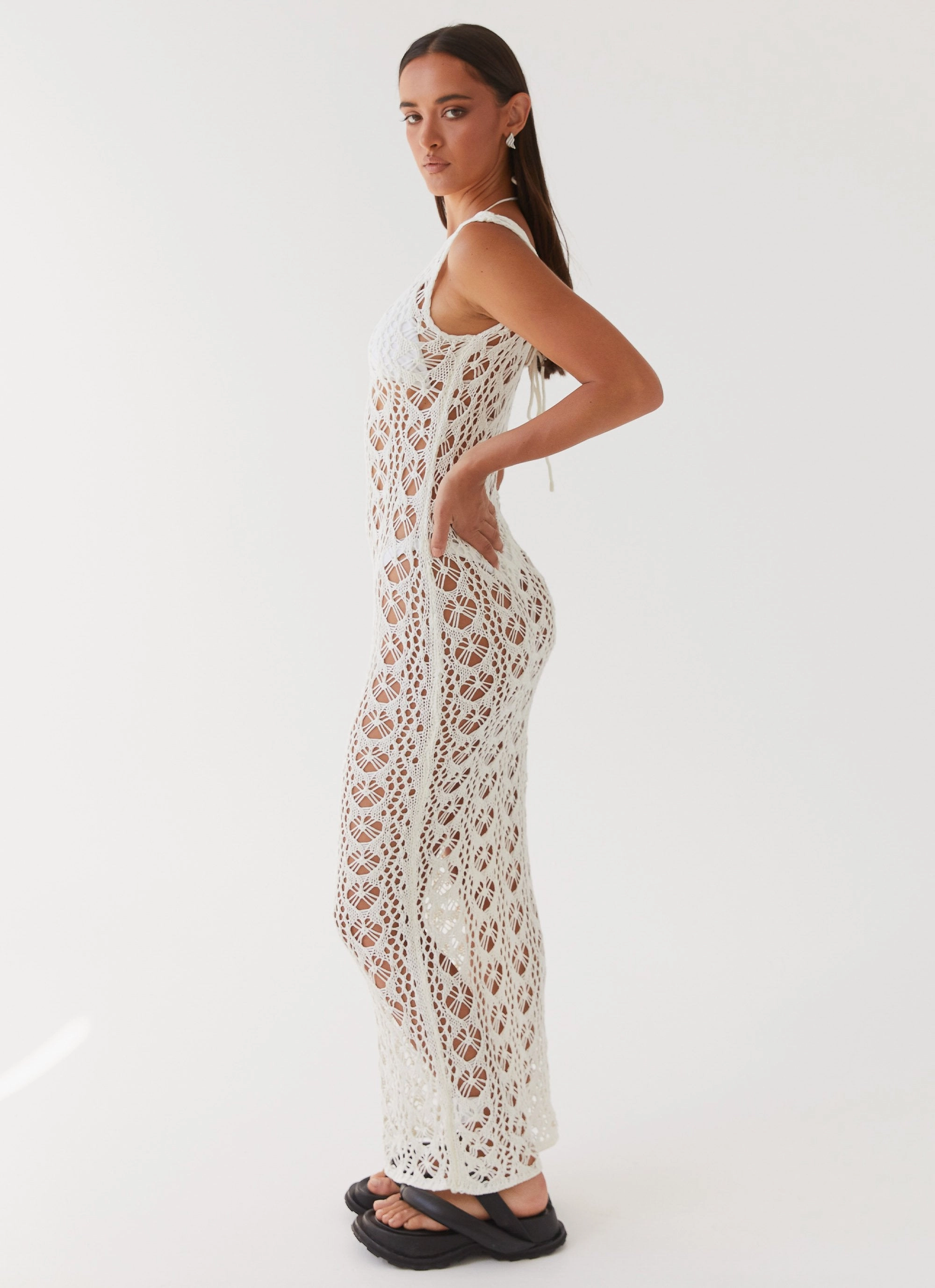 Tarlisa Crochet Maxi Dress - Cream Timeless Piece Sleek Comfort