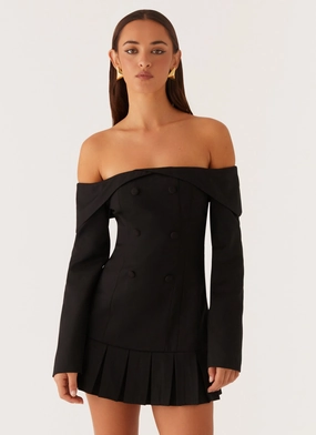 Tarlisha Off Shoulder Long Sleeve Mini Dress - Black Work Pairing