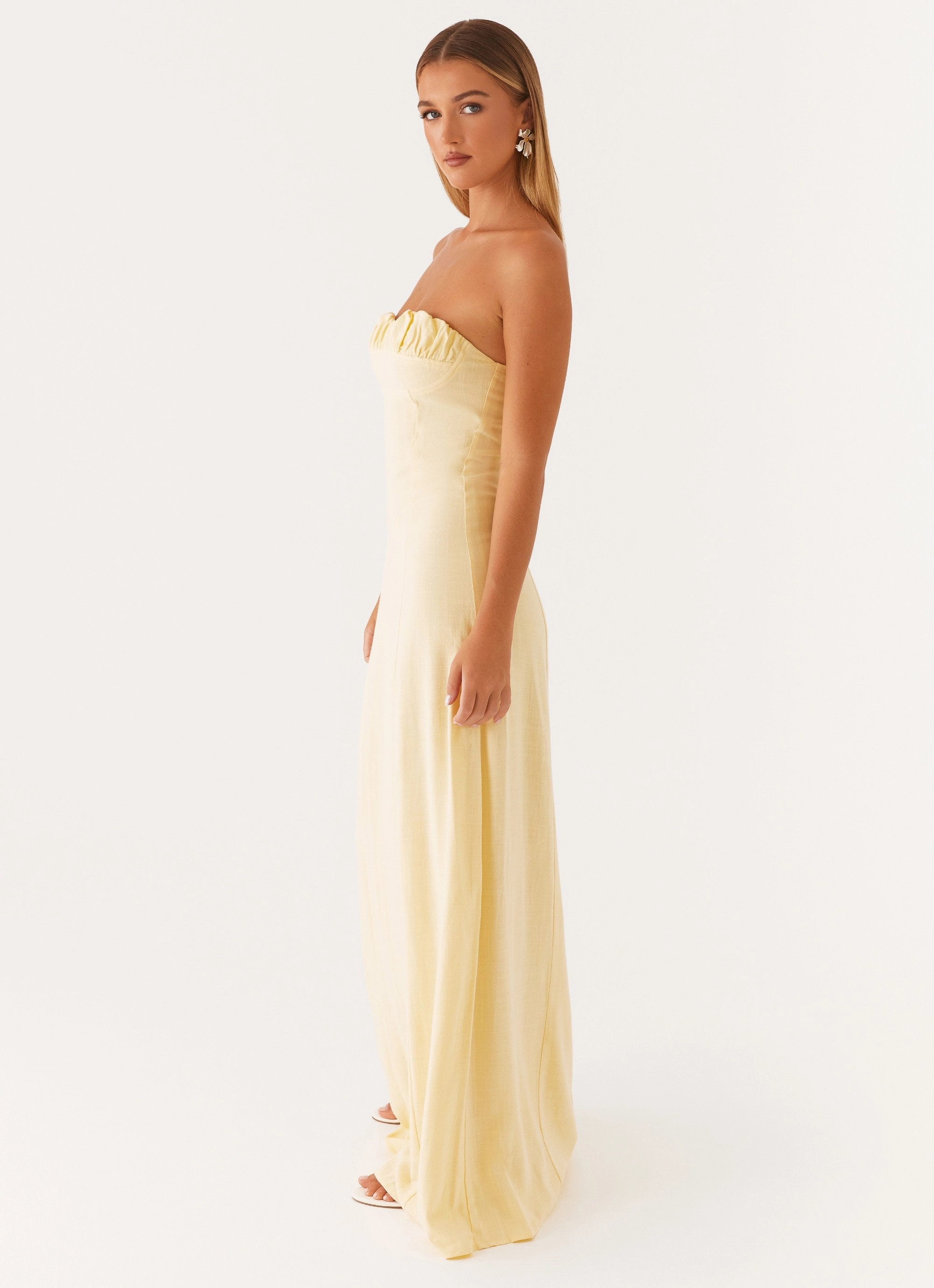 Polished Form Sophisticated Look Tayla Linen Maxi Dress - Yellow